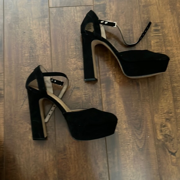 H&M black suede platform ankle strap heels - Picture 13 of 15
